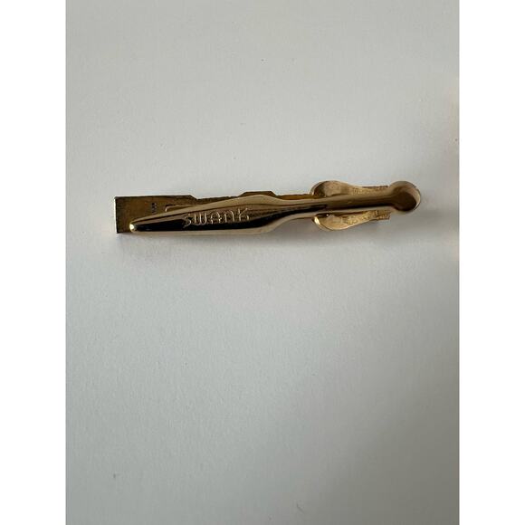 SWANK Gold Tone Citrine Champagne Color Cufflinks Tie Clip Set - Picture 3 of 9